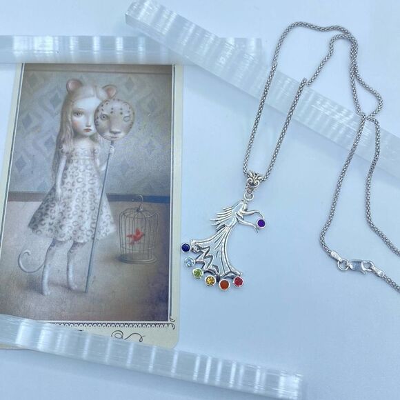 Chakra Fairy Solid Sterling Silver Pendant on Popcorn Chain - Picture 6 of 6